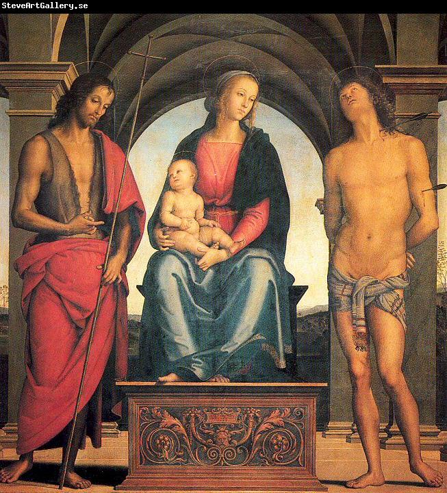 PERUGINO, Pietro Madonna and Child with Saints John the Baptist and Sebastian